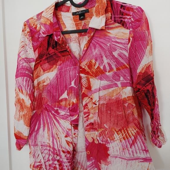 AGB floral pink petite blouse - Picture 1 of 5